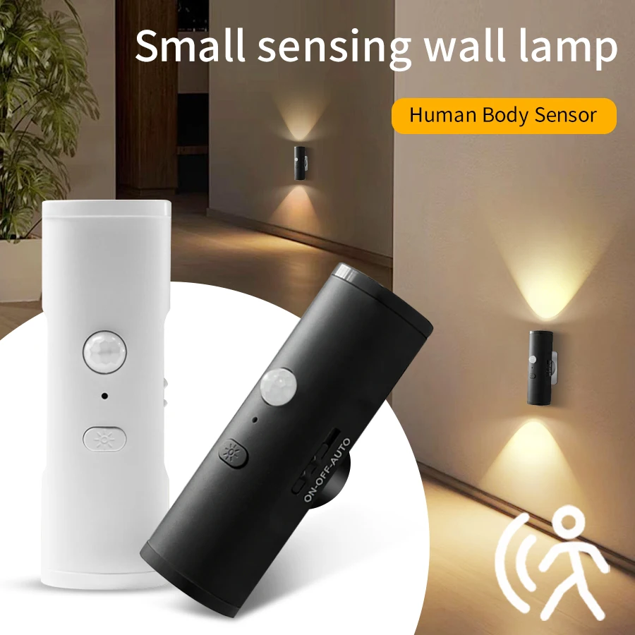 

Mini Double-head Wall Light 3colors Motion Sensor Magnetic Night Light Rechargeable LED for Bedroom Closet Garden Room Decor