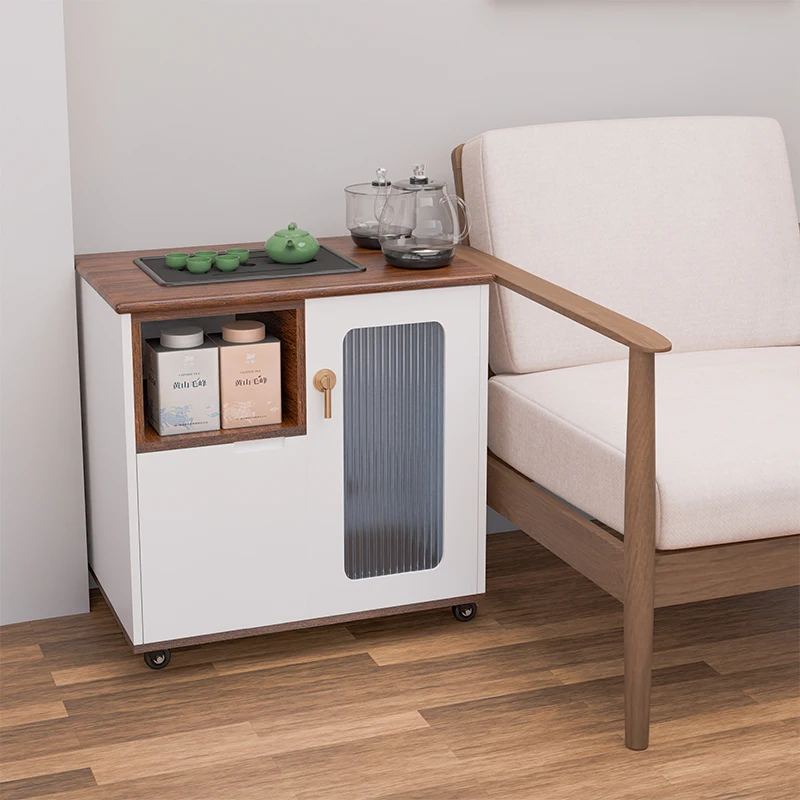 Balcony tea table household small apartment tea cabinet kettle integrated set mobile  table tea making multi-functional