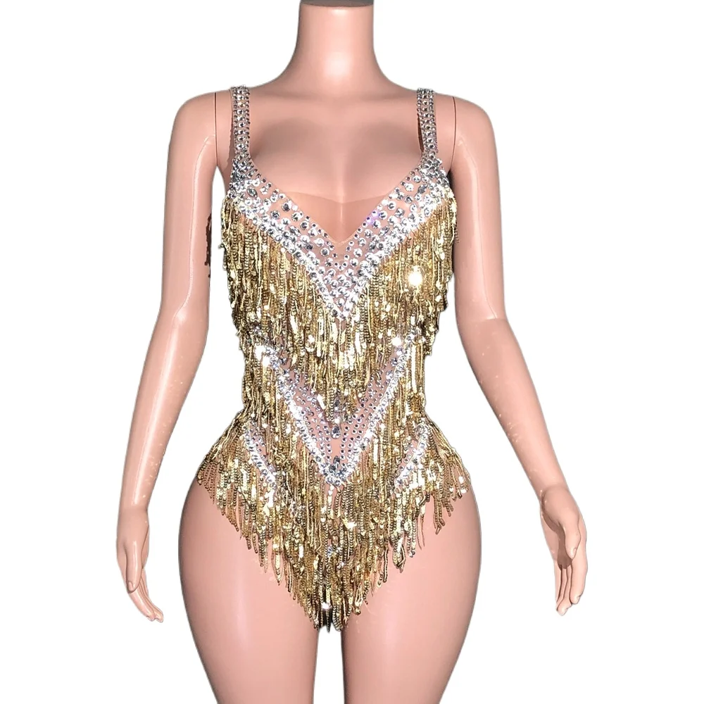 سباركلي الراين هامش ارتداءها المرأة مثير انظر من خلال حزب الزي أداء ملابس رقص المغني راقصة تظهر المرحلة ارتداء #1