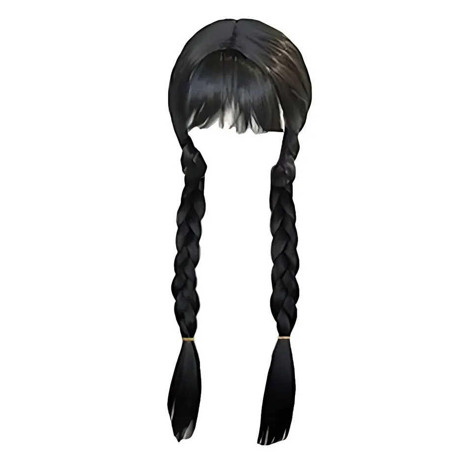 Children Halloween Party Accessories Girls Wednesday Wig Thing Hand Addams Stockings Kids Witch Hat Broom Girl Black Headband 