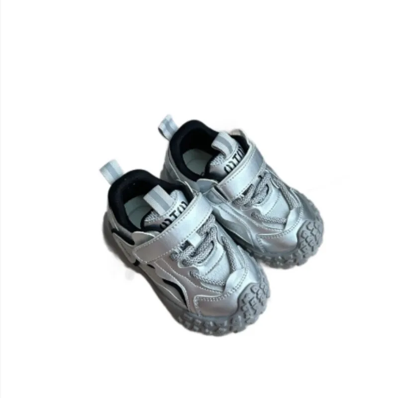 

Silver black children's dad shoes autumn new item boys' tire sole sports shoes girls' casual student running shoes Size 22-30