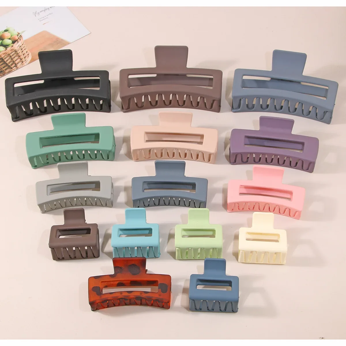 Rectangular Grab Clip 8.5cm Frosted Multi-color Shark Clip Simple Large Hair Volume More Decorative Solid Color Hair Accessories