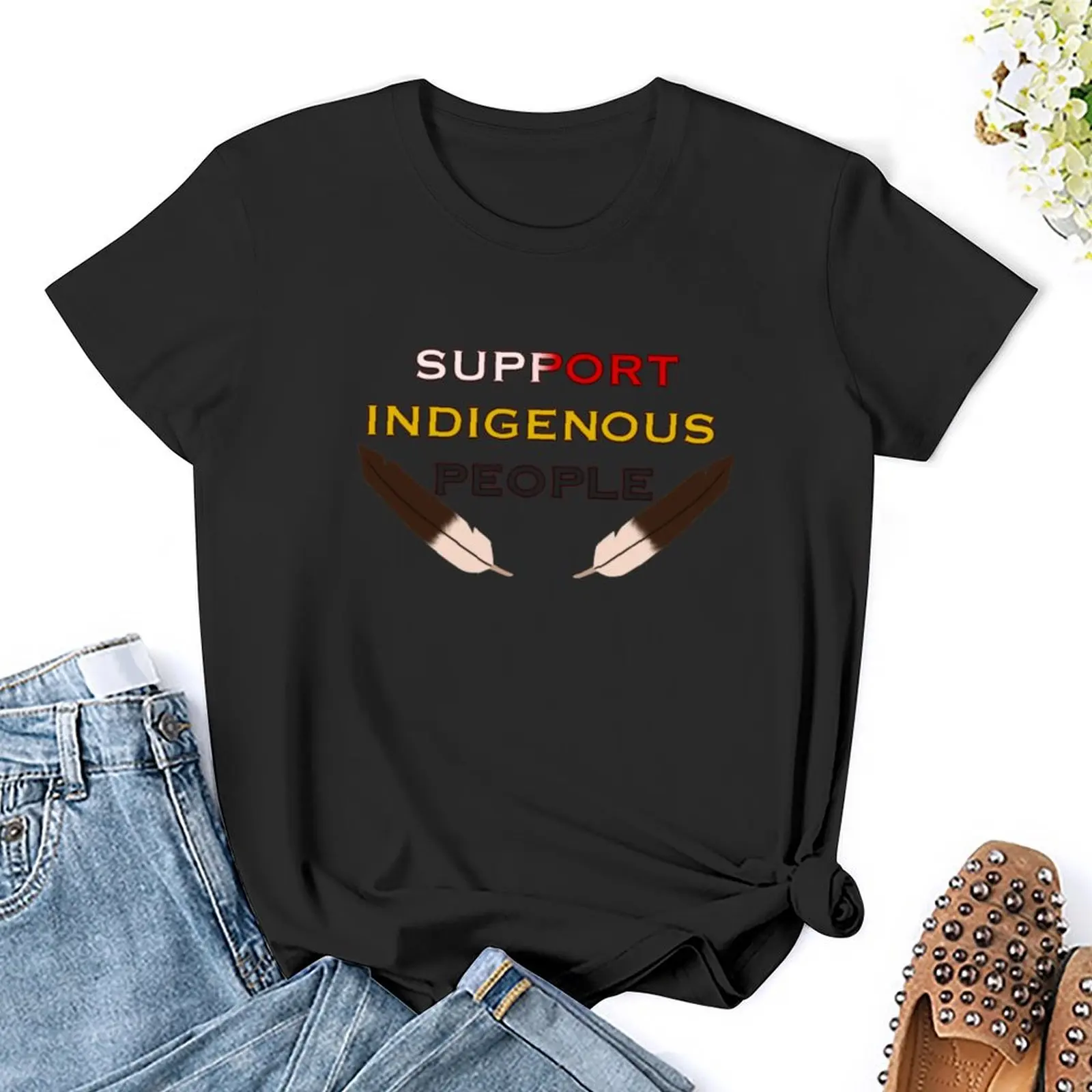 Camiseta de apoyo a los indios para mujer, ropa vintage, camisas de gato personalizadas