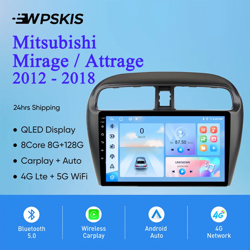 For Mitsubishi Mirage Attrage 2012 - 2018 Car Radio Stereo Video Audio DVD Player Tape Head Unit GPS Navi Carplay 4G Lte WIFI