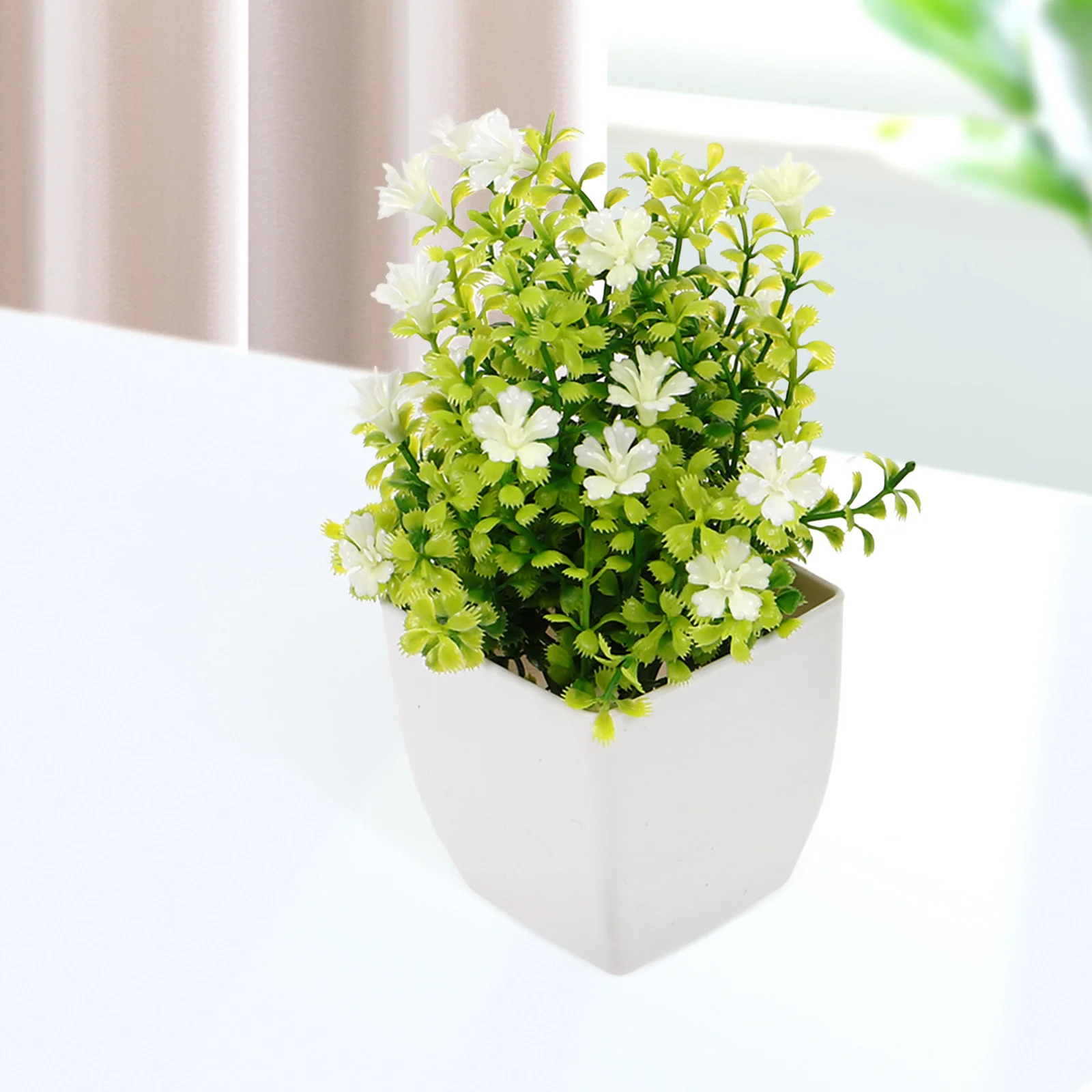 

4 Pcs Artificial Potted Plants Faux Bonsai Realistic Decor Home Indoor Spring Grass Rose Eucalyptus Green Leaves