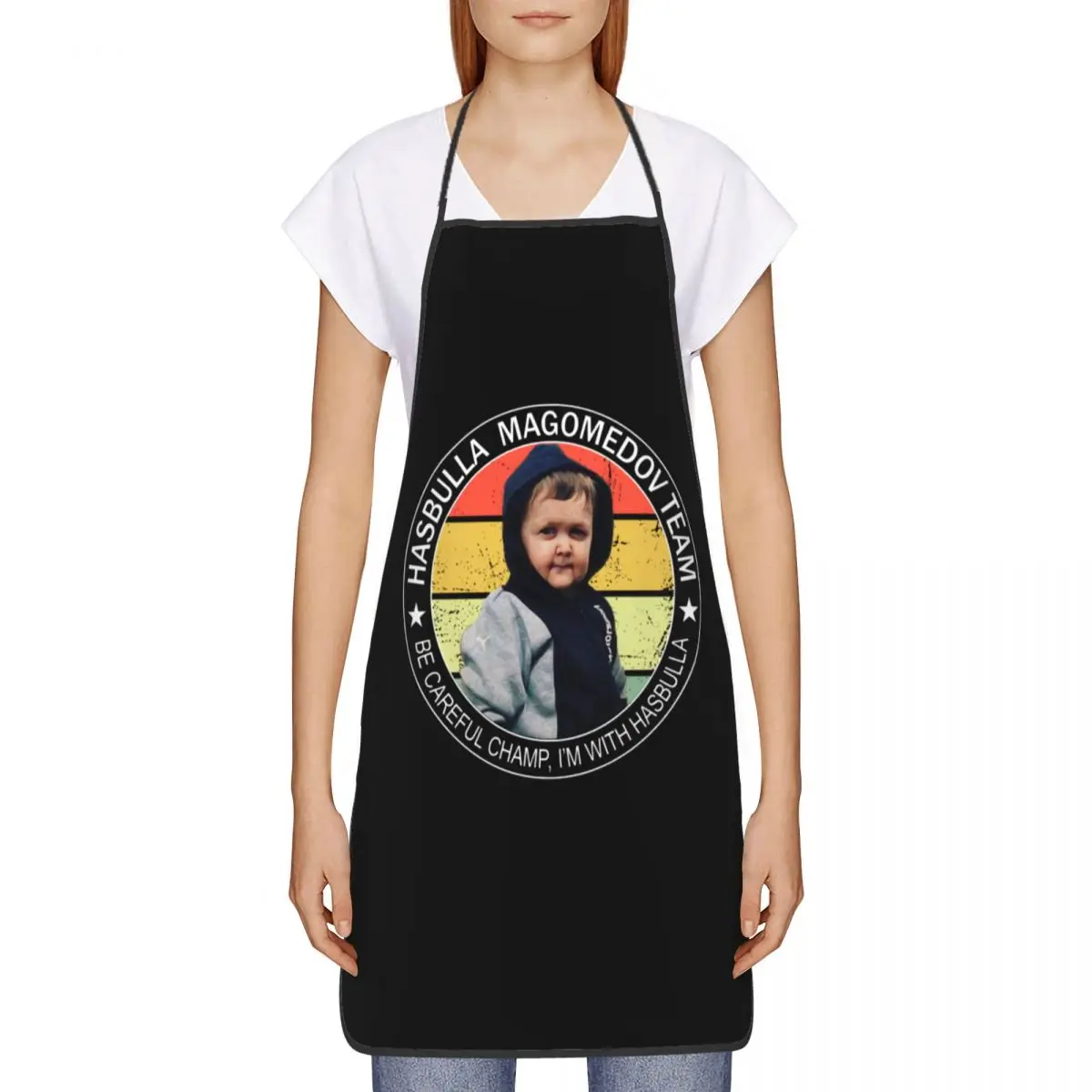 Funny Hasbulla Magomedov Team Quotes Bib Aprons Men Women Unisex Kitchen Chef Tablier Cuisine for Cooking Baking Painting