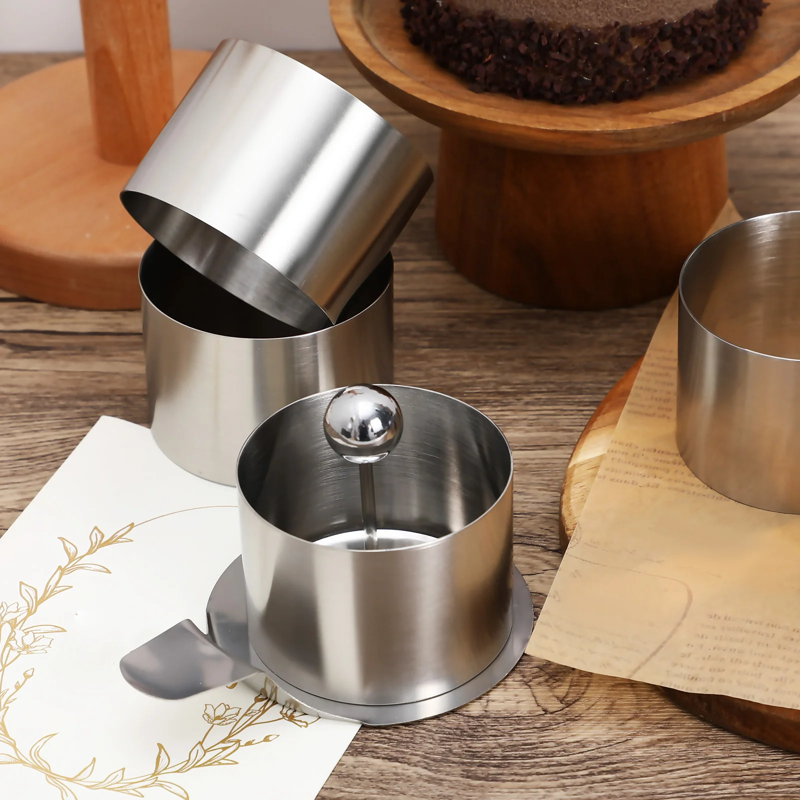 

1 Set Stainless Steel Round Kitchen Mold For Baking Mousse Cake Dessert Bake Mold For Home Bakers Small Desserts Parties