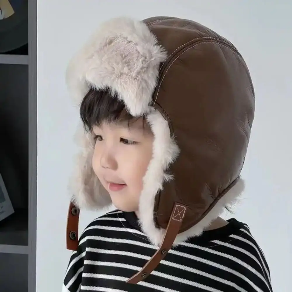 

Модная теплая шапка-пилот из искусственной кожи с очками, утолщенная, милая, для активного отдыха