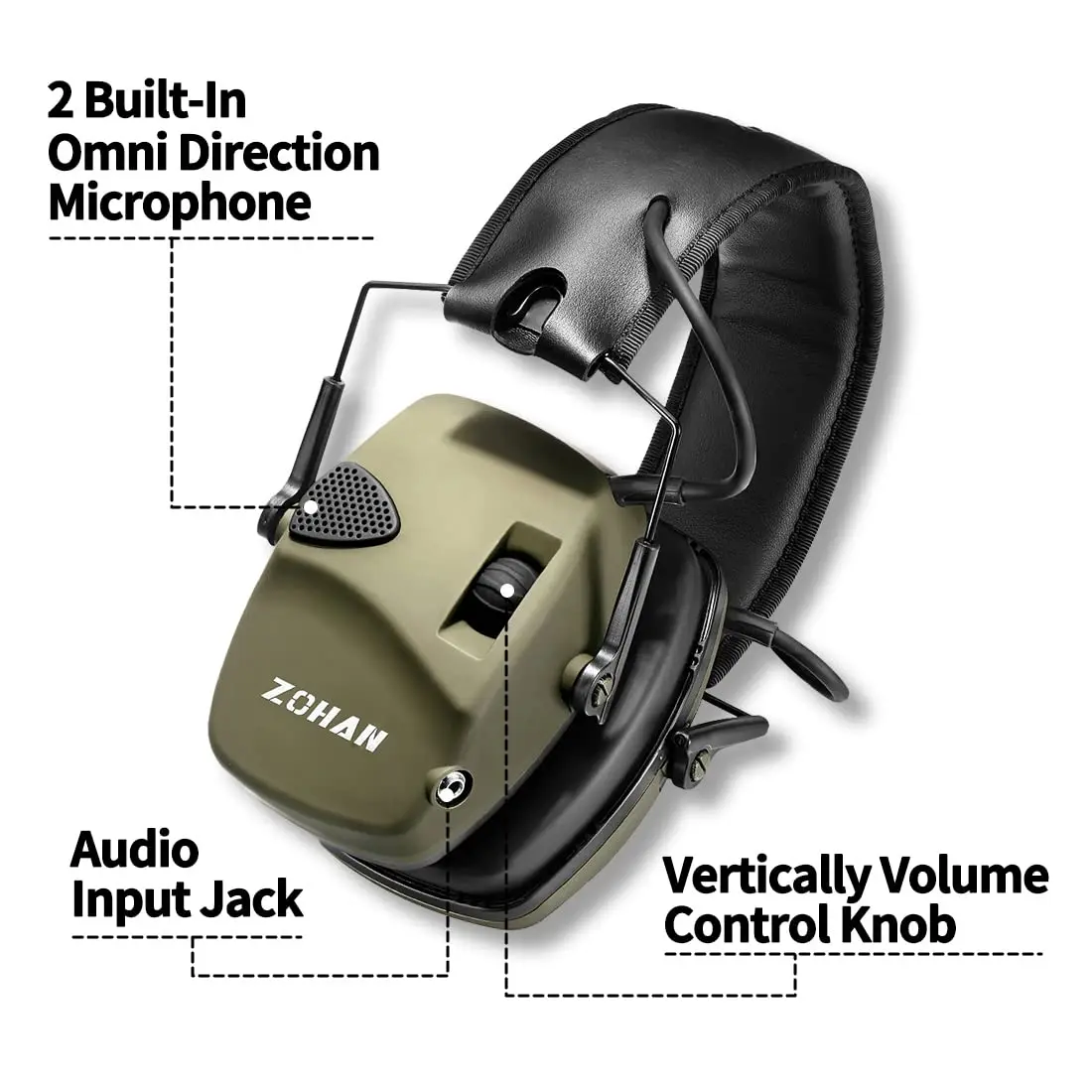 ZOHAN Earmuffs Active Headphones for Shooting Electronic Noise Hearing Protection Hunting Headset Foldable Ear Protecter