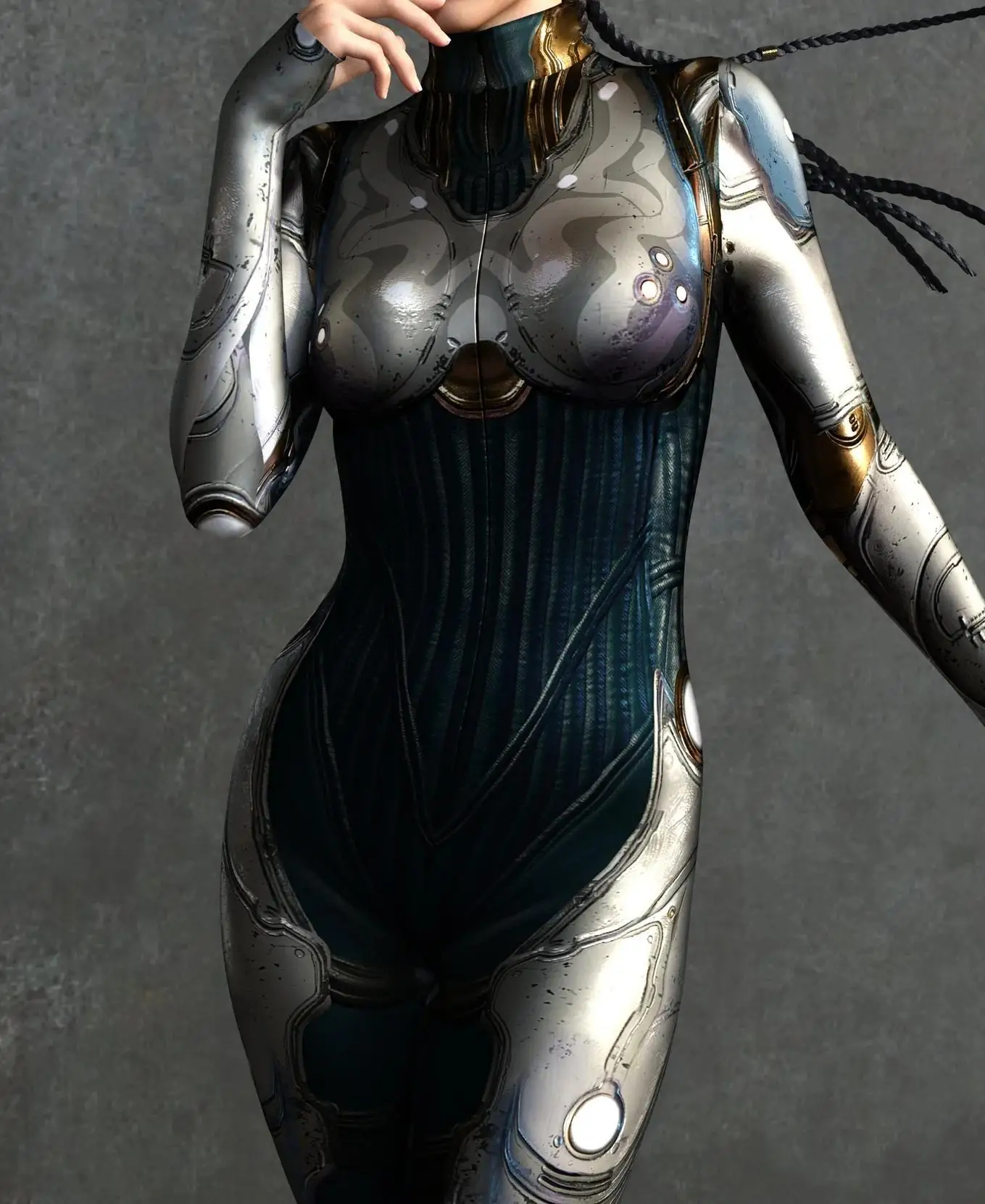 Mechanischer Rüstungsanzug für Frauen, Cyber-Fighter-Cosplay-Bodysuit, Steampunk-Kostüm, Zentai-Anzug für Halloween-Partys – Detail 18