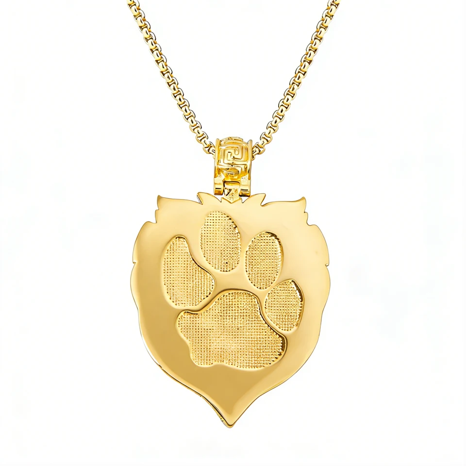VANAXIN Hip Hop Iced Out Green Eyed Big Tiger Head Pendant CZ Zircon Beast Animal Luminous Necklace Men Women Jewelry