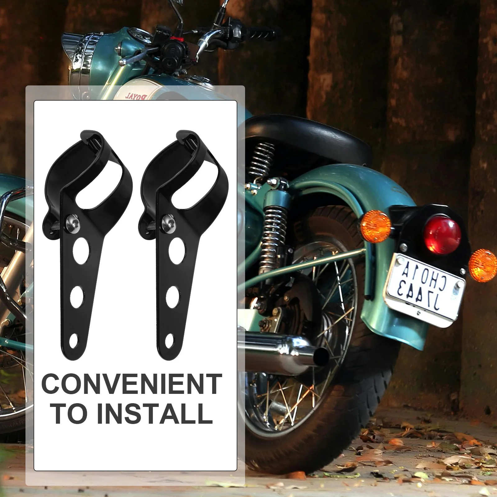 

2pcs Motorcycle Headlight Bracket Black Triple Hole Adjustable Shock Mount Aluminum Fork Mounts Damping Driving Easy