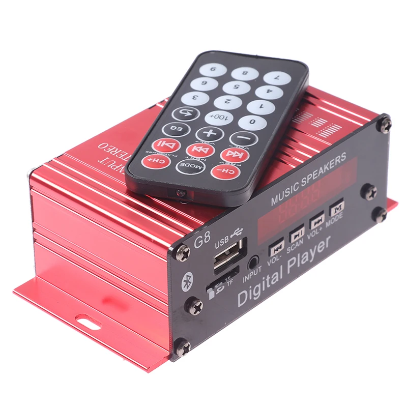 G8 車 12V 200W 4 チャンネルデジタルパワーアンプステレオ Bluetooth AUX FM MP3