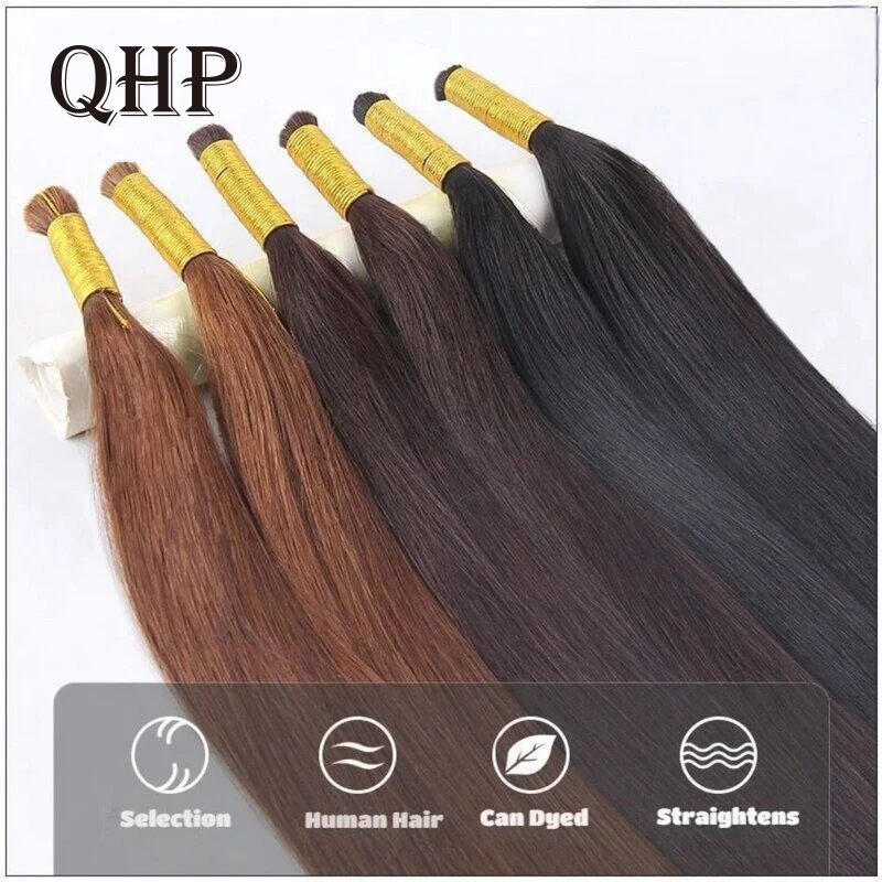 Straight Bulk Human Hair For Braiding No Weft Original Mega Hair Extensions Natural Brazilian Remy Hair Bundles 50g 100g 12-30”