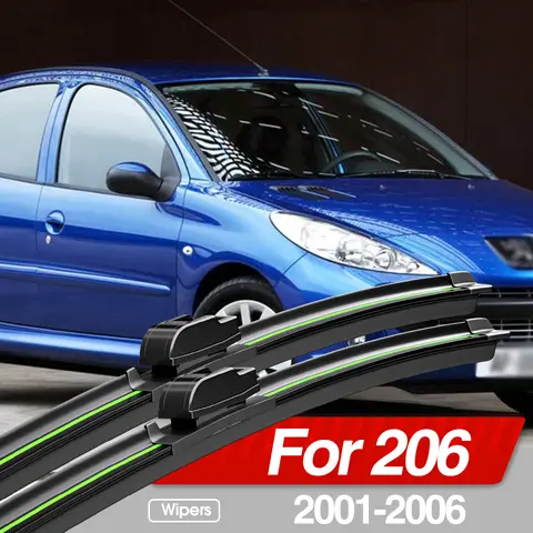 For Peugeot 206 2001-2006 Front Windshield Wiper Blades 2pcs Windscreen Window Accessories 2002 2003 2004 2005
