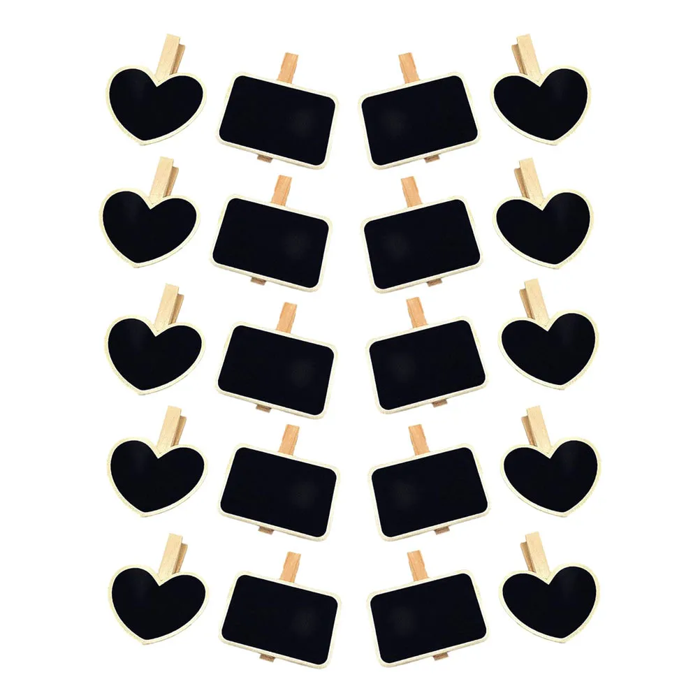 20Pcs Mini Blackboard Wooden Message Boards Clips for Wedding Party Shower Table Decor Mini Chalkboard Sign Blackboards