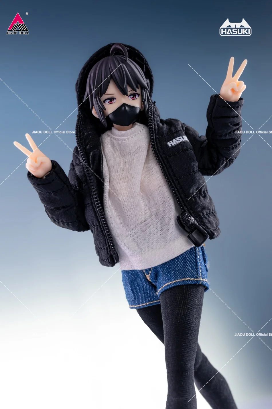 HASUKI 1/12 Air Force Jacket CS008 T-shirt Denim Shorts CS009 Down Jacket Clothes Model Fit 6'' Female Soldier Action Figure