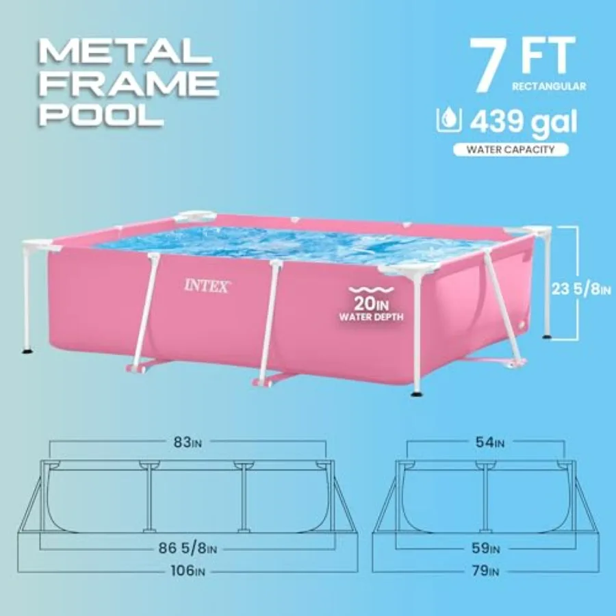 Above Ground Pool Set for backyard use, steel frame material, silver color, rust-resistant and easy assembly