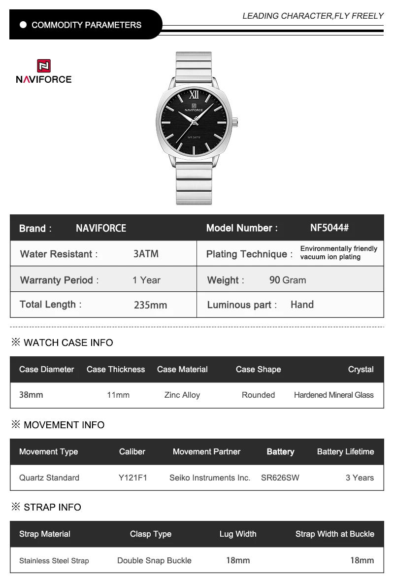 NAVIFORCE Luxury Watch for Woman Ladies Elegant Quartz Watch Waterproof Luminous Top Brand Stainless Steel Women\'s Watches Clock