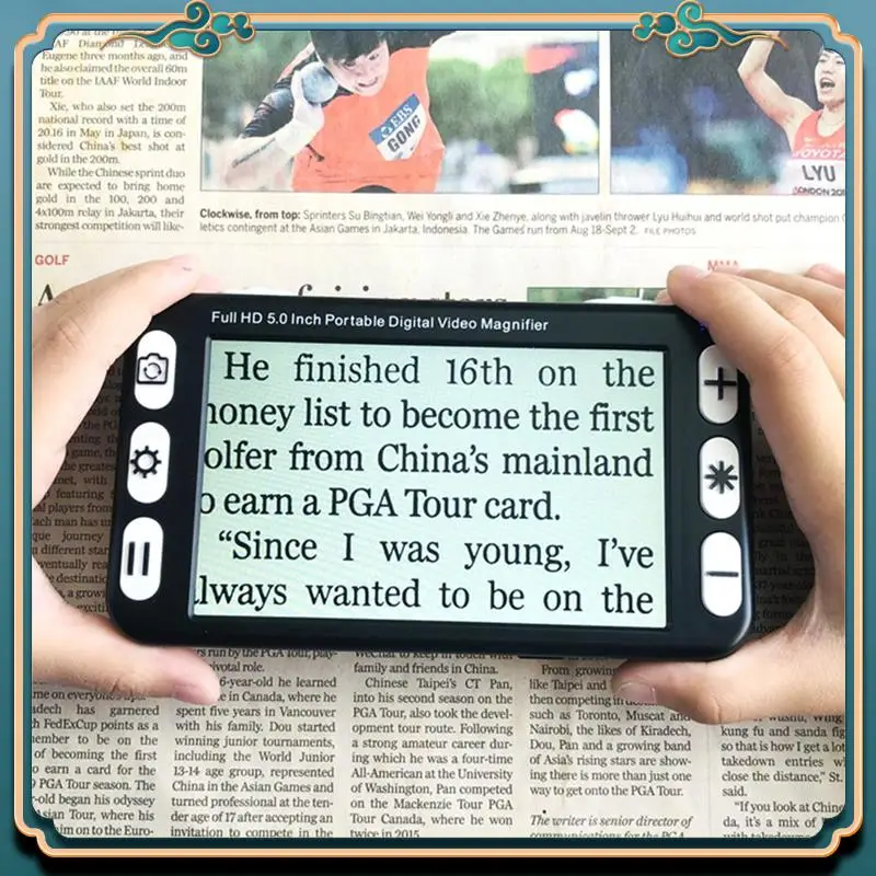 (جديد) شاشة LCD مقاس 5 بوصات، عدسة مكبرة محمولة، عدسة فيديو منخفضة الرؤية، مساعد القراءة الإلكترونية، عدسة مكبرة فيديو رقمية، قابس الاتحاد الأوروبي
