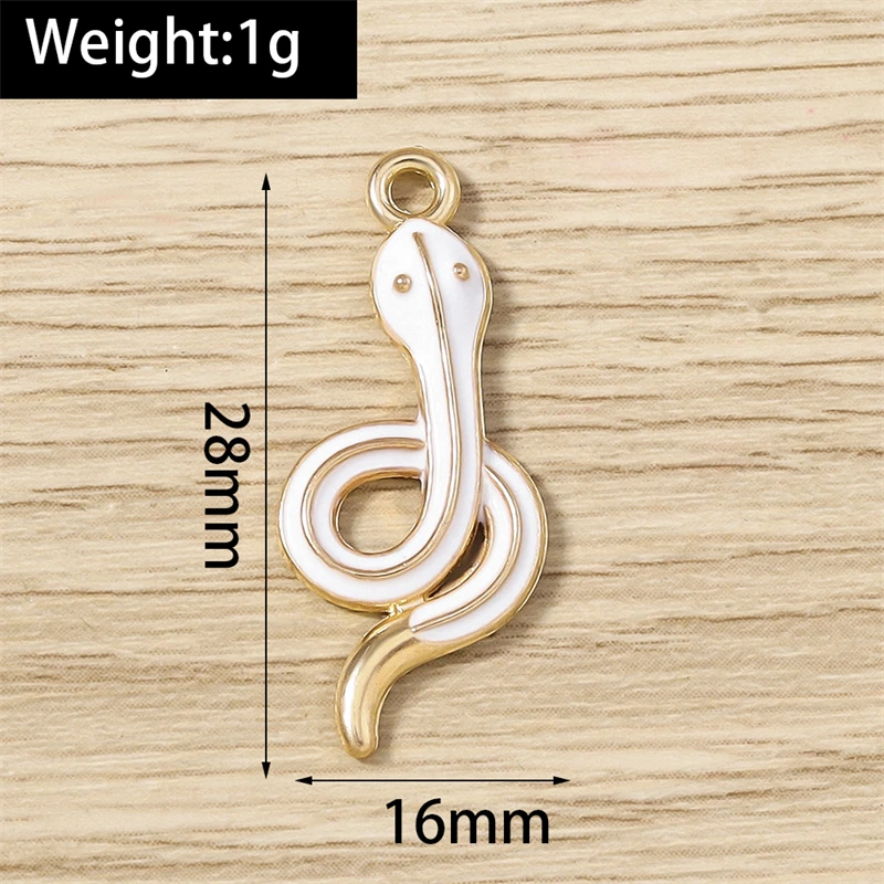 10pcs 16x28mm Cartoon Enamel Animal Snake Charms Pendants for Jewelry Making Necklaces Earrings Bracelets DIY Crafts Accessories