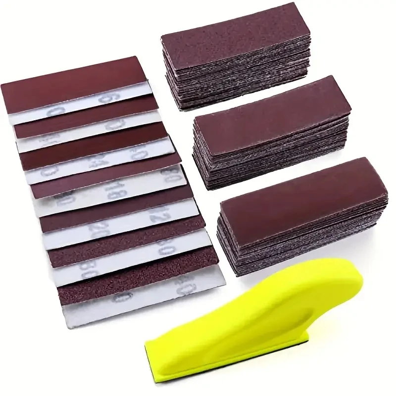 Mini Sander Kit Diamonds Sander Paper Assorted Grit Wet Dry Hook Loop Polish Sandpaper Hand Sanding Woodworking Tools