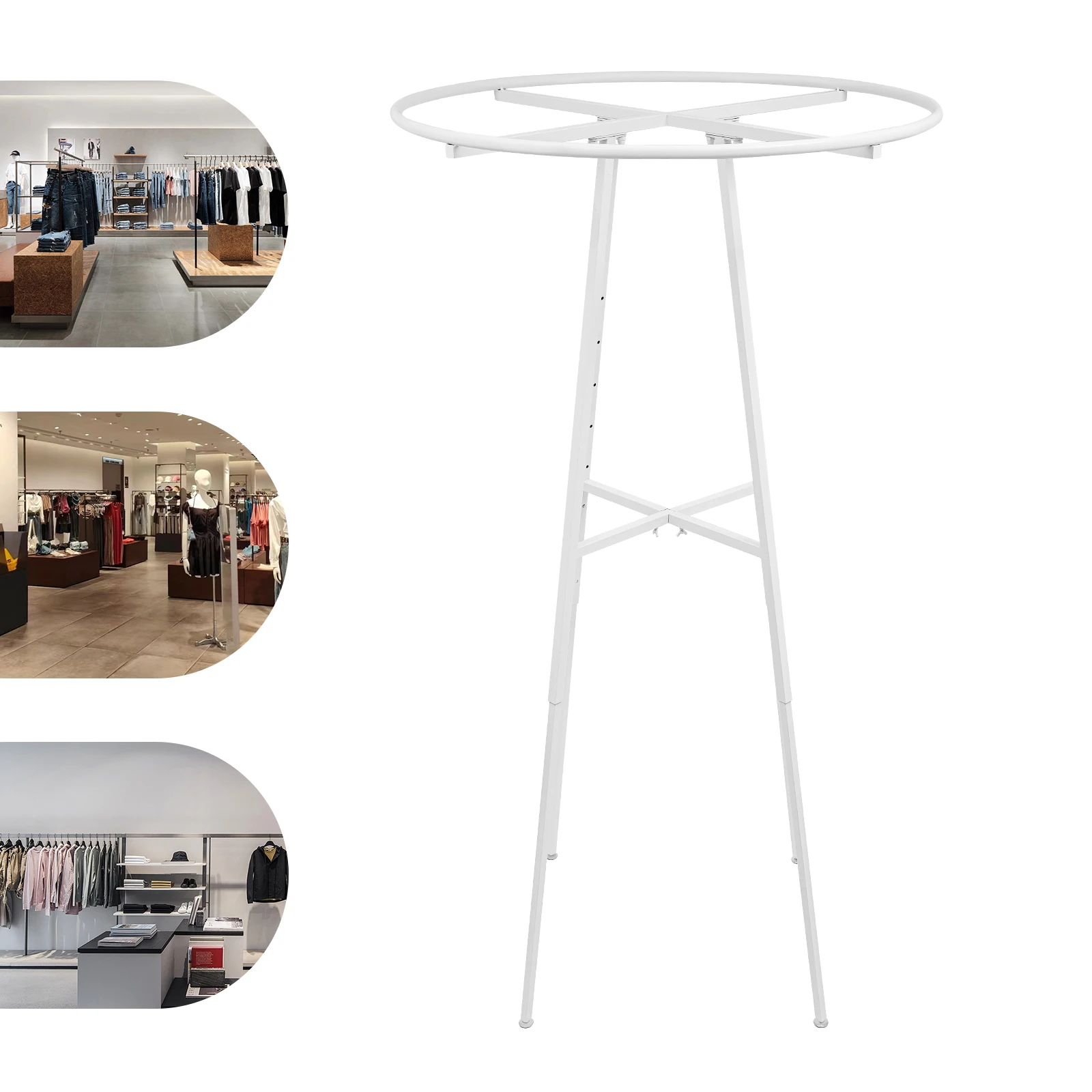 360° 4-6ft Round Clothing Rack  Display Floor Standing Steel Rustproof Garment Hanger Organizer for Bedroom Retail Store Boutique Laundromat Studio Home Entryway Coat Stand