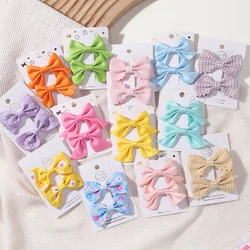 2Pcs/Set Solid Color Nylon Kids Bows Hair Clips for Baby Girls Handmade Bowknot Hairpin Barrettes Photograph Hair Accessories