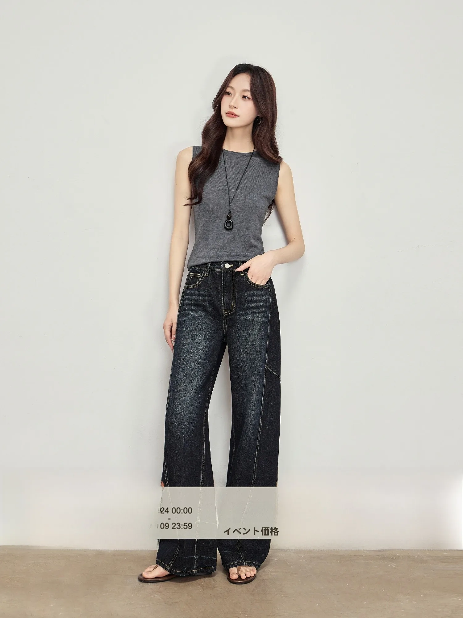 

Risen Petite Heavyweight k Wa Denim Jeans Women's Spring Design Loose American Sle Knife Pants High Waist Wide Leg