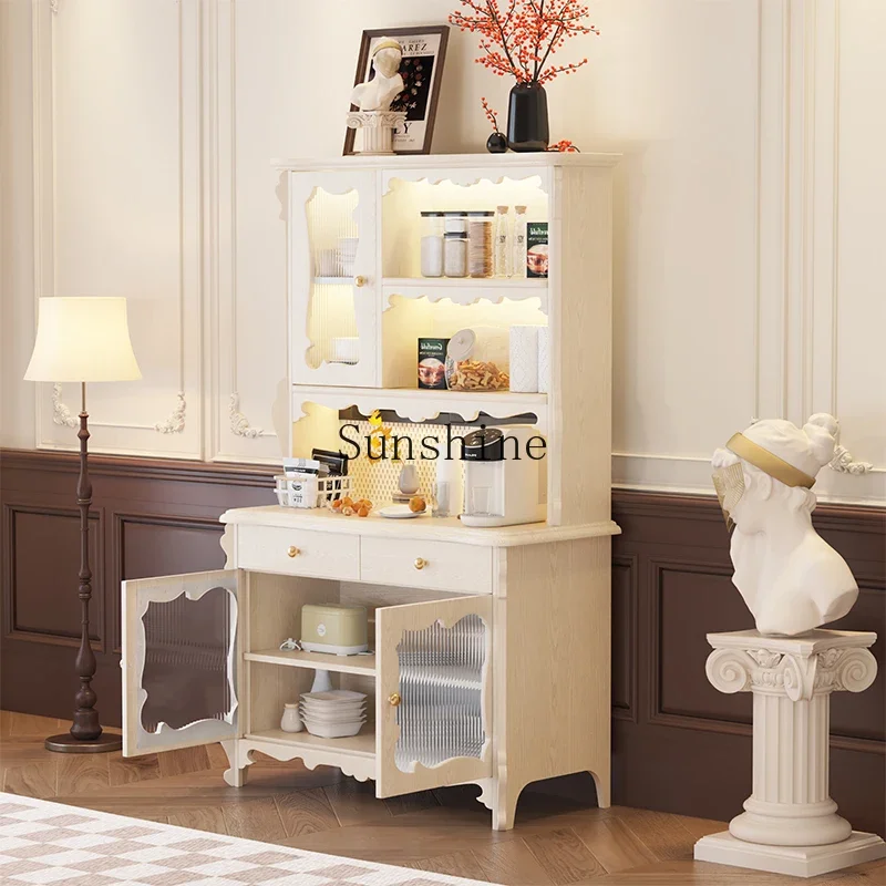 French cream retro corridor living room decorative cabinet American storage solid wood high edge storage cabinet