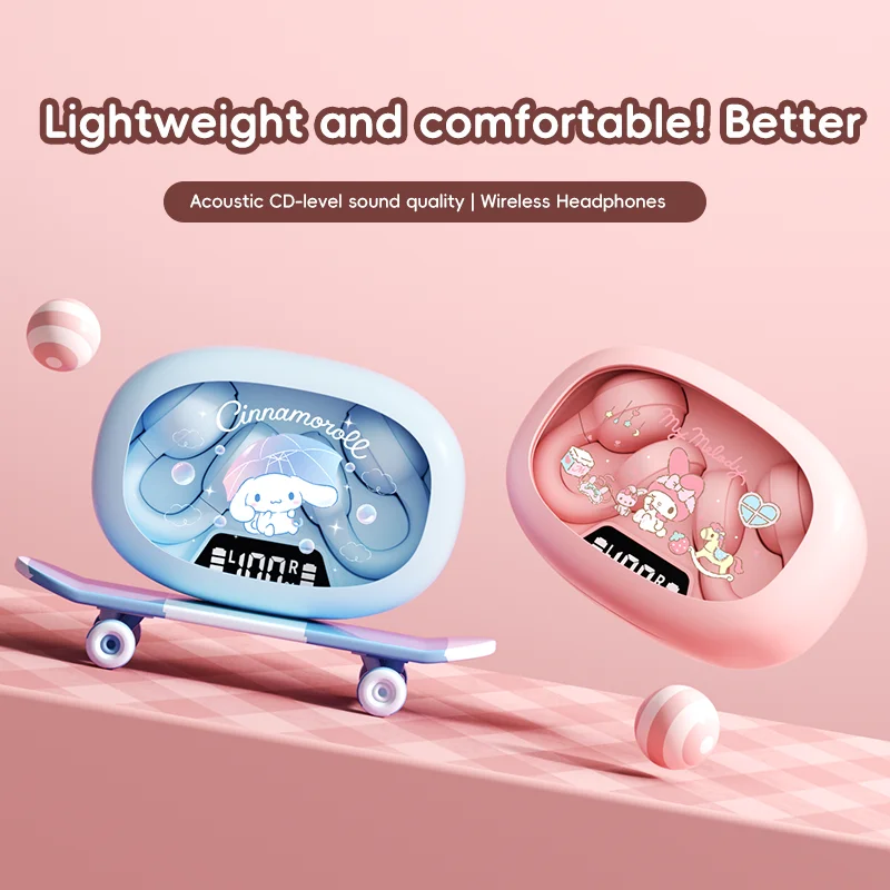 X53 سماعات رأس لاسلكية سماعة رأس بخاصية البلوتوث شاشة ديجيتال ذكية تعديل حجم مشبك أذن كرتوني لطيف يرتدي مريحًا #2