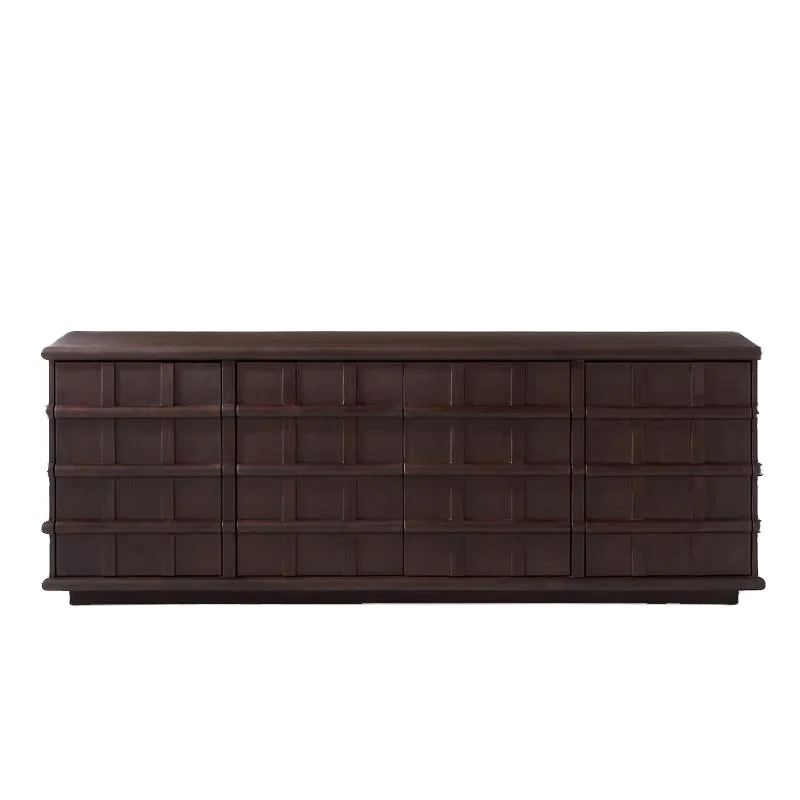 

Modern Custom Design Farmhouse Solid Wood Media Console Bedroom Dark Acacia Wood Credenza Antique Living Room Hotel Side Cabinet