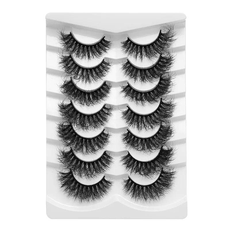 7 Pairs Cat Eye Eyelashes 3D Natural False Lashes D Curl Fluffy Soft Cross Manga Lashes Wispy Natural Eyelash Extension Makeup