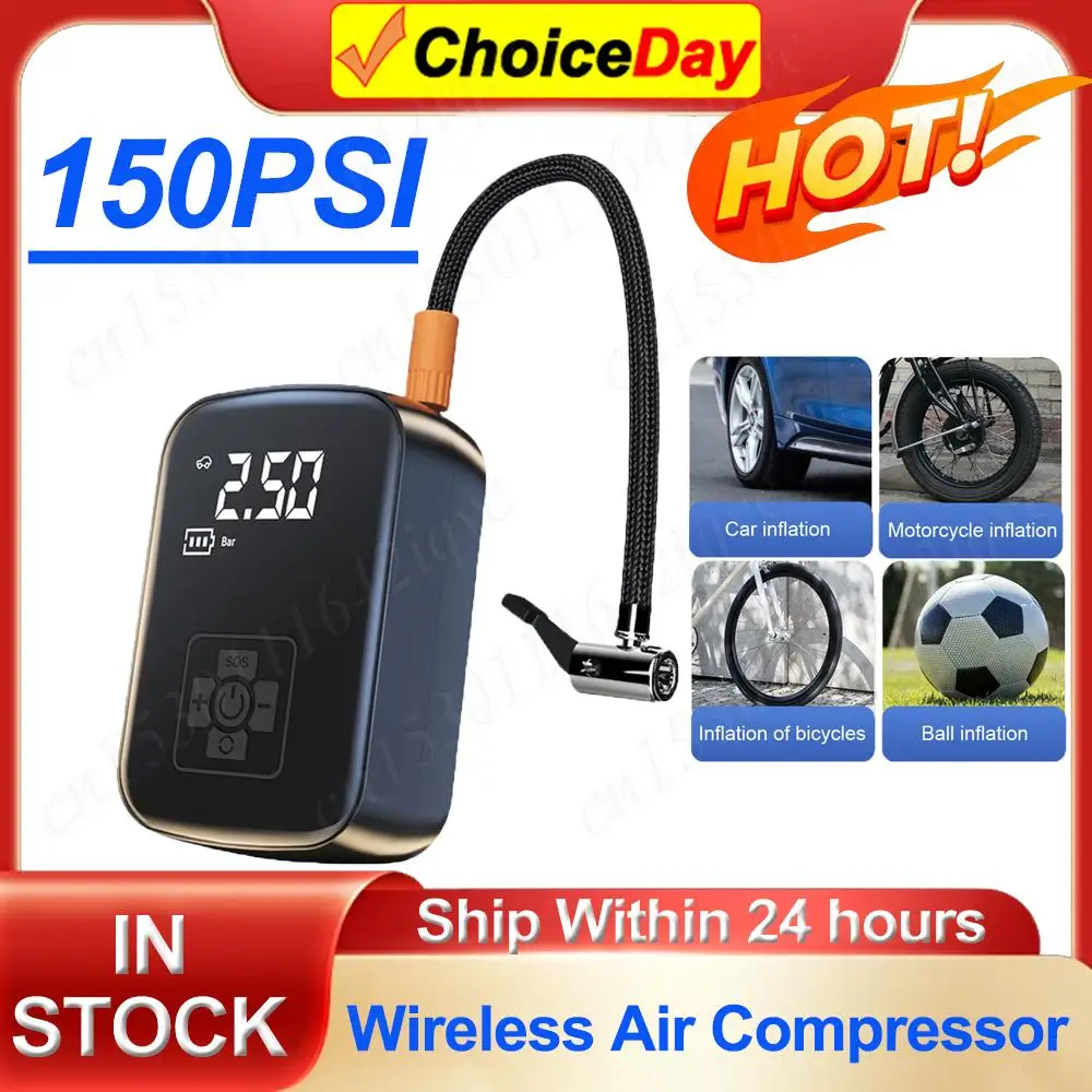 

Car Air Compressor 150 PSI Wireless Electric Tire Inflator Pump 3600mAh Tire Inflator for Motorcycle Bicycle Boat Car Tire Ball