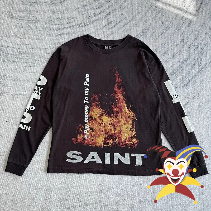 Black Pay money To my Pain Saint T-Shirt Men Women Flame Printing T Shirt Tops