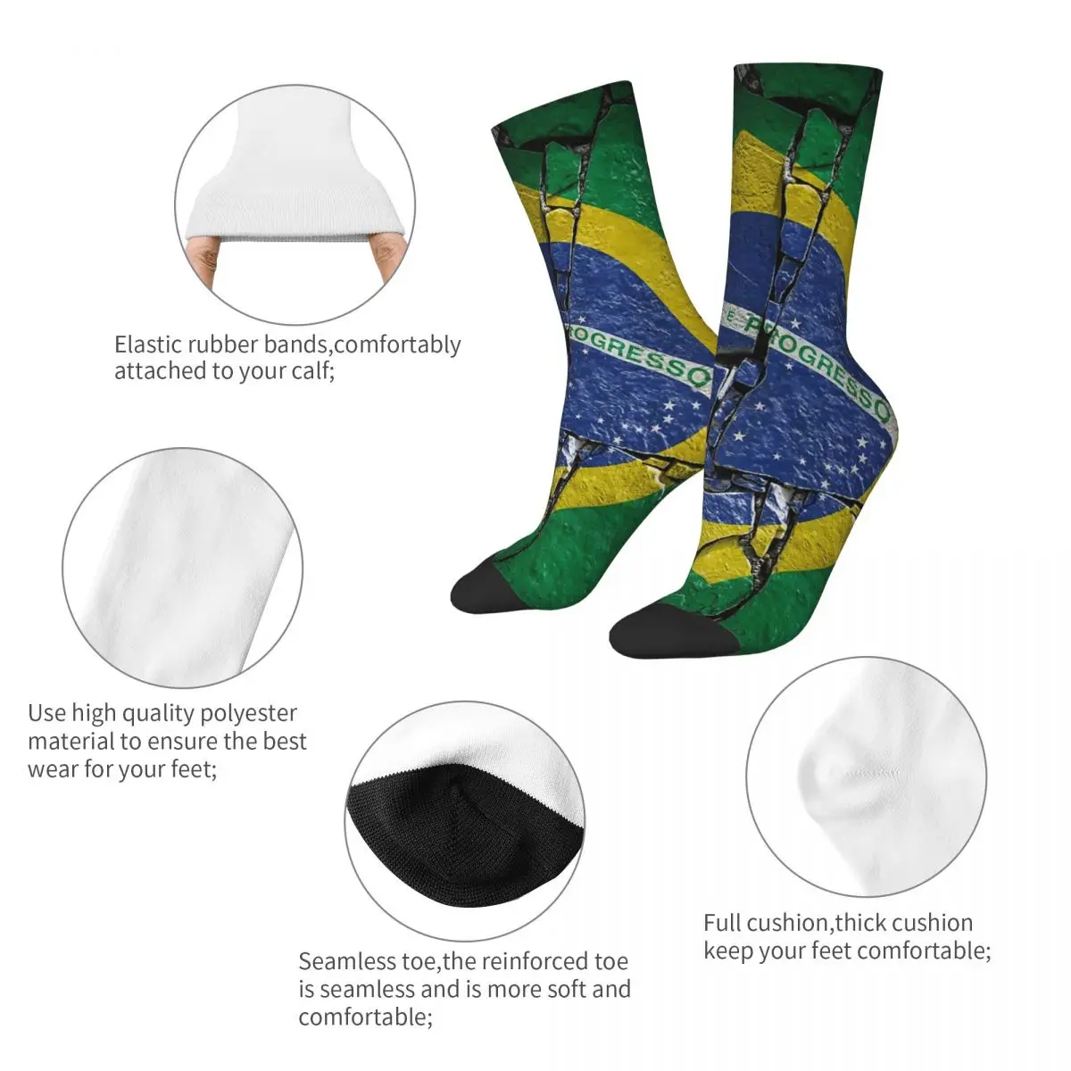 Brazil National Flag Socks Harajuku Super Soft Stockings All Season Long Socks Accessories for Unisex Gifts