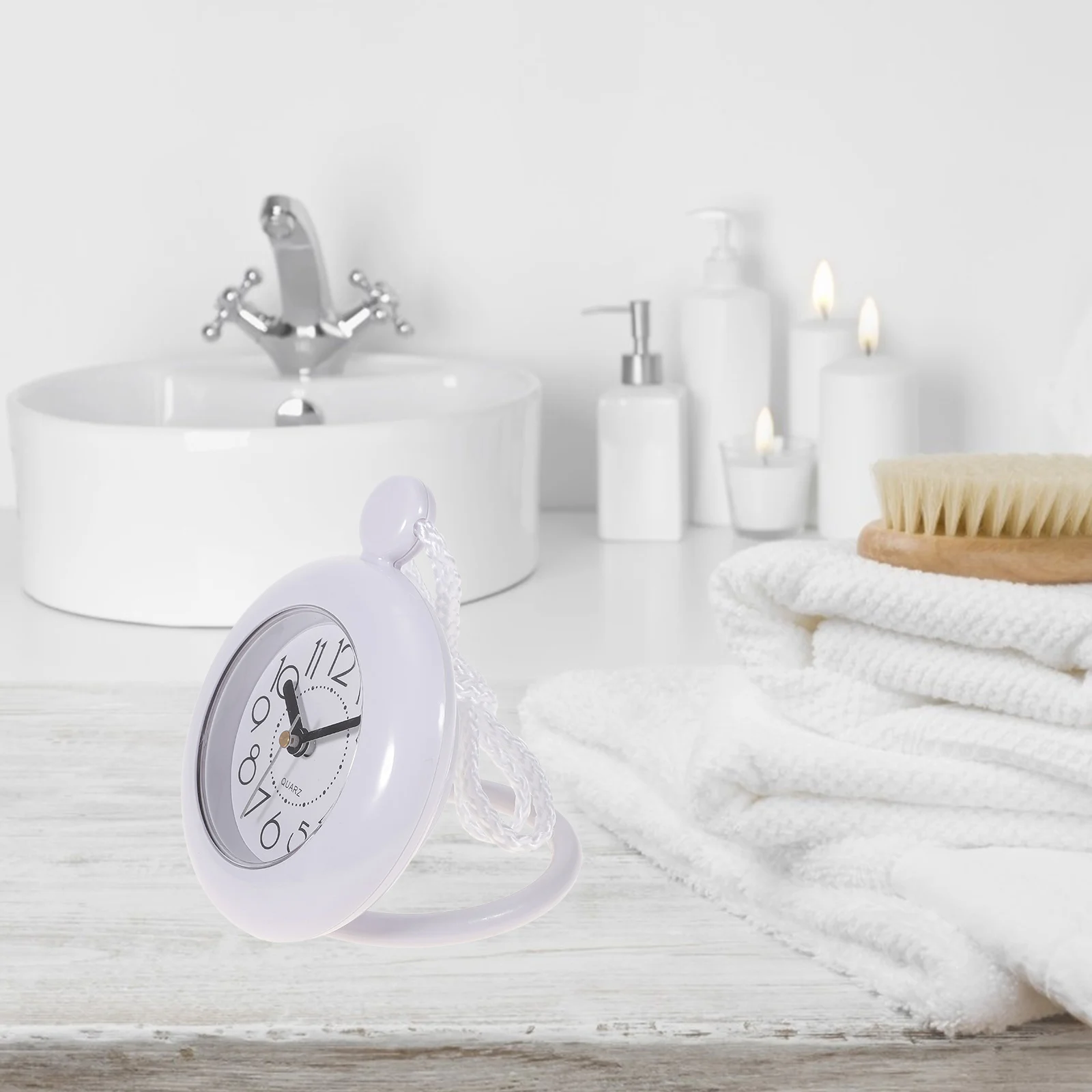 

Bathroom Water-Proof Clock Wall Mounted Save Space Modern Style Lightweight Easy Install Silent Bathroom Wall Clock