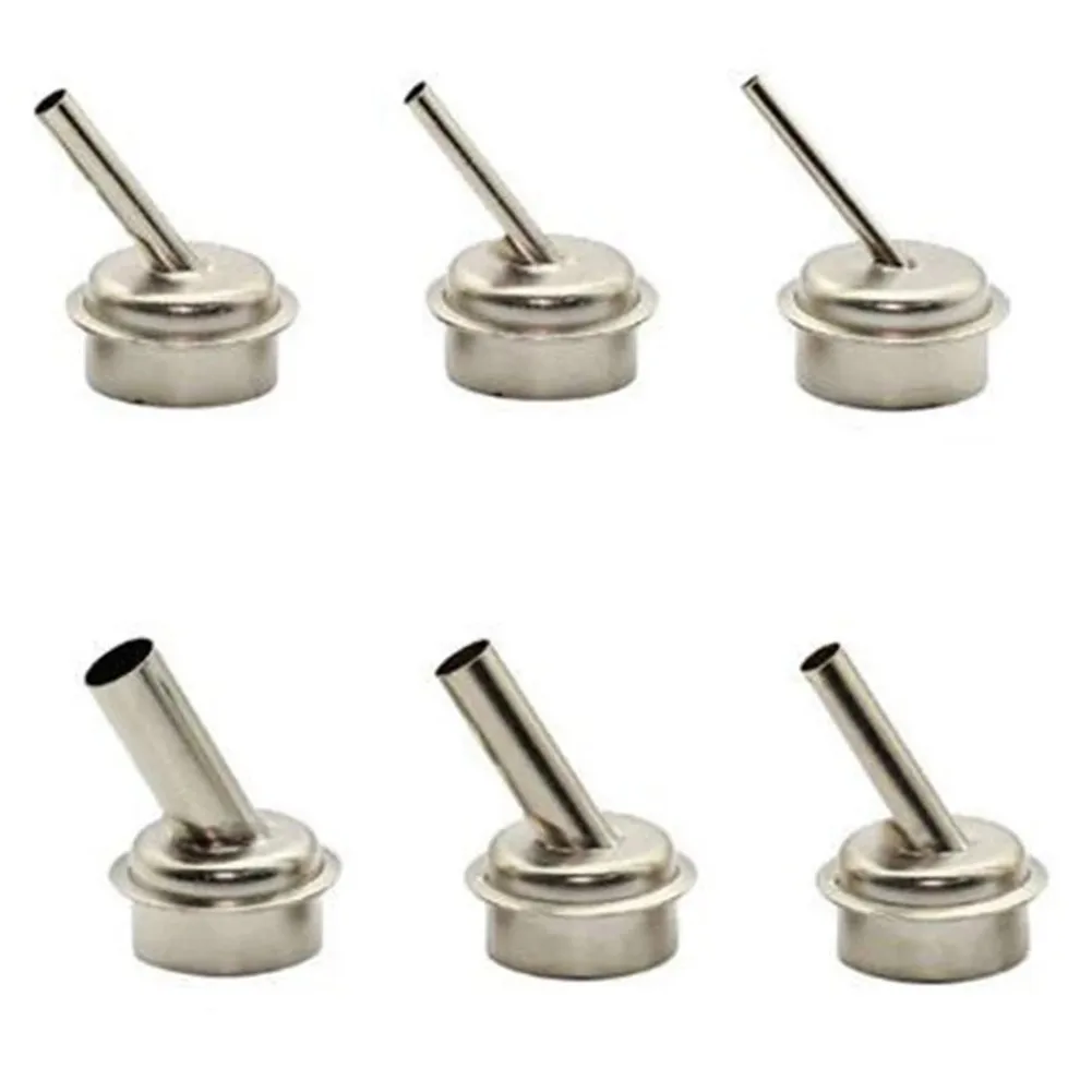 Curved Heat Nozzles Set for QUICK 861DW Soldering Station 6pcs 45 Degree Stainless Steel Design for Efficient Use