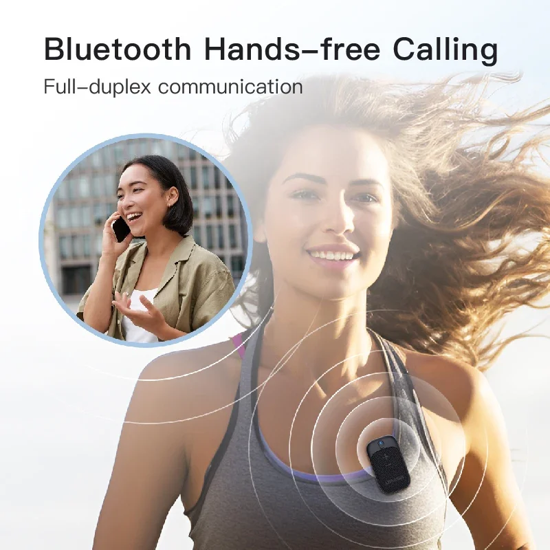 مكبرات صوت محمولة يمكن ارتداؤها مع ميكروفونات مدمجة للموسيقى بدون استخدام اليدين والمكالمات مكبر صوت بلوتوث صغير مقاوم للماء في الهواء الطلق