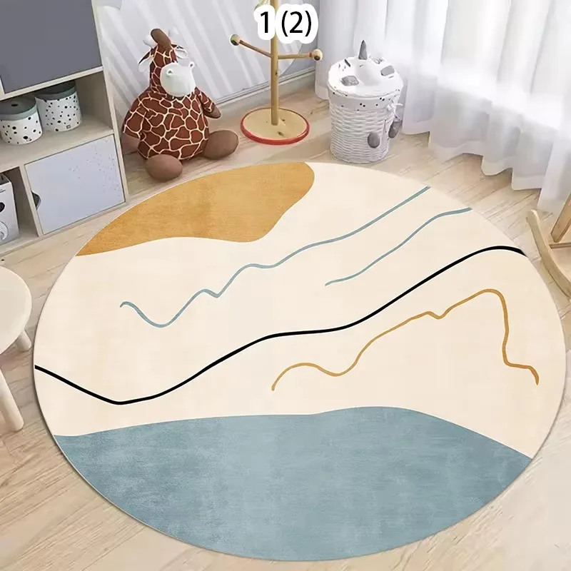 VIKAMA Morandi Abstract Round Rug—Comfortable, Soft, and Warm for Next to the Living Room Sofa; Machine-Washable Home Decor
