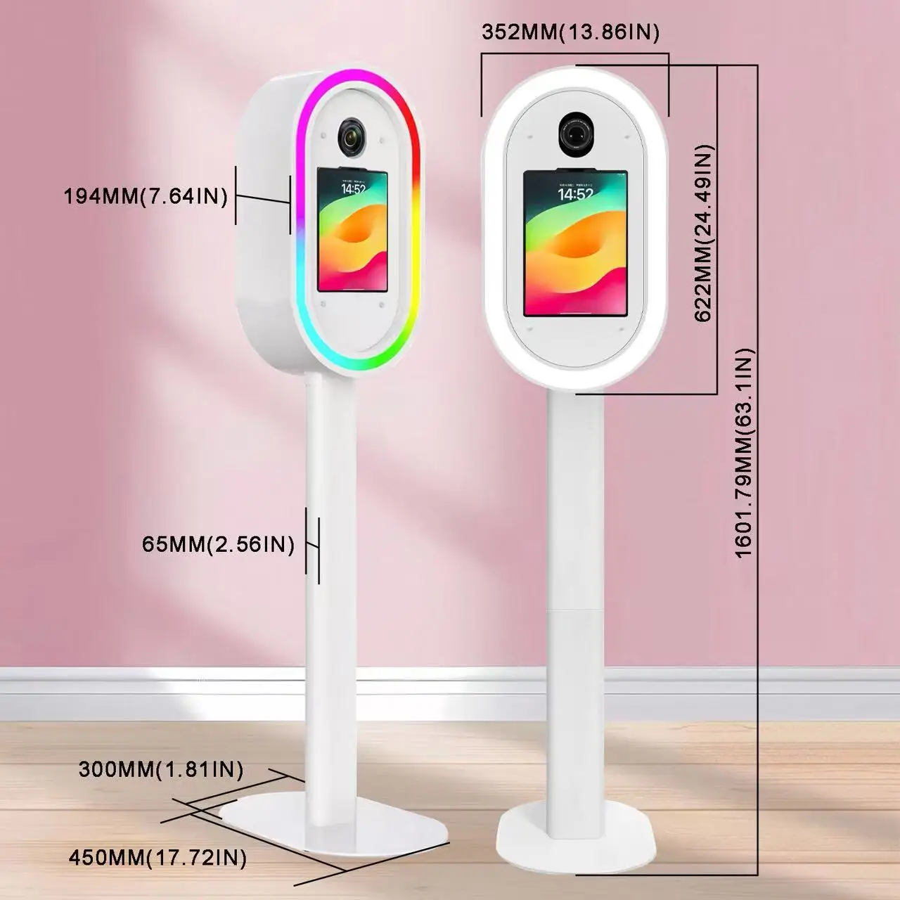Modern Style Professional Photobooth For Commercial Events Oval LED Light IPad And DSLR Compatible Instant Photo Booth Machine