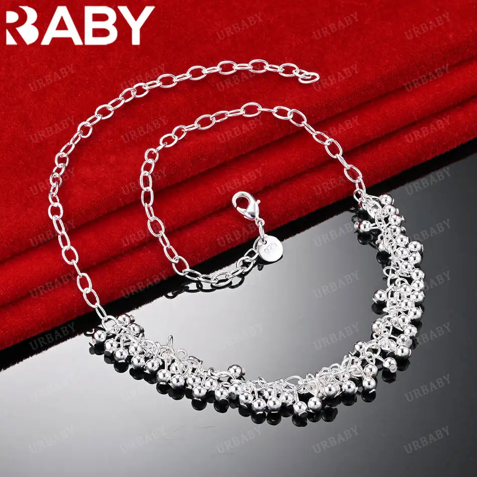 

URBABY 925 Sterling Silver 45cm Grape Beads Necklace For Women Charm Trend Birthday Gifts Fashion Party