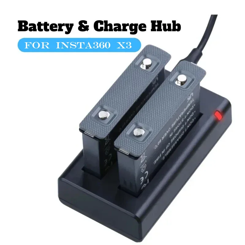 1800mAh Insta 360 X3 Battery & Fast Dual Charger USB Charge Hub Power Accessories For Insta360 ONE X3 Panoramic Camera Battery