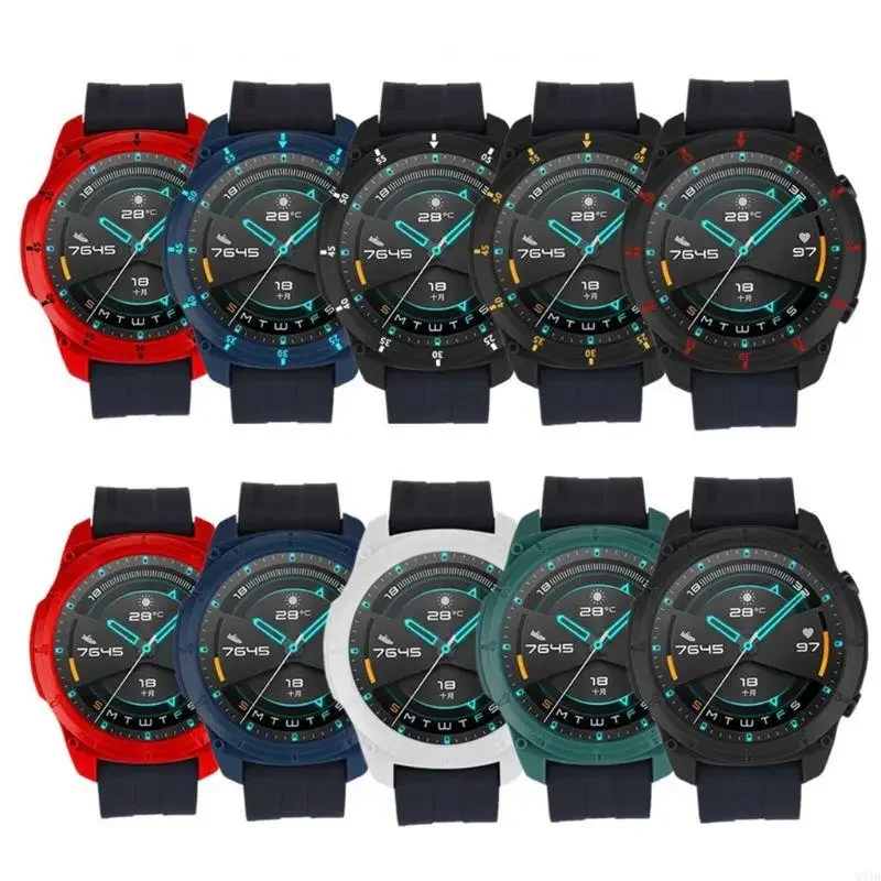 Soft Clear Frame Housing Cover Film Cases Compatible for Watch GT2 46mm Watch Screen Bumper Shell Protector Shockproof