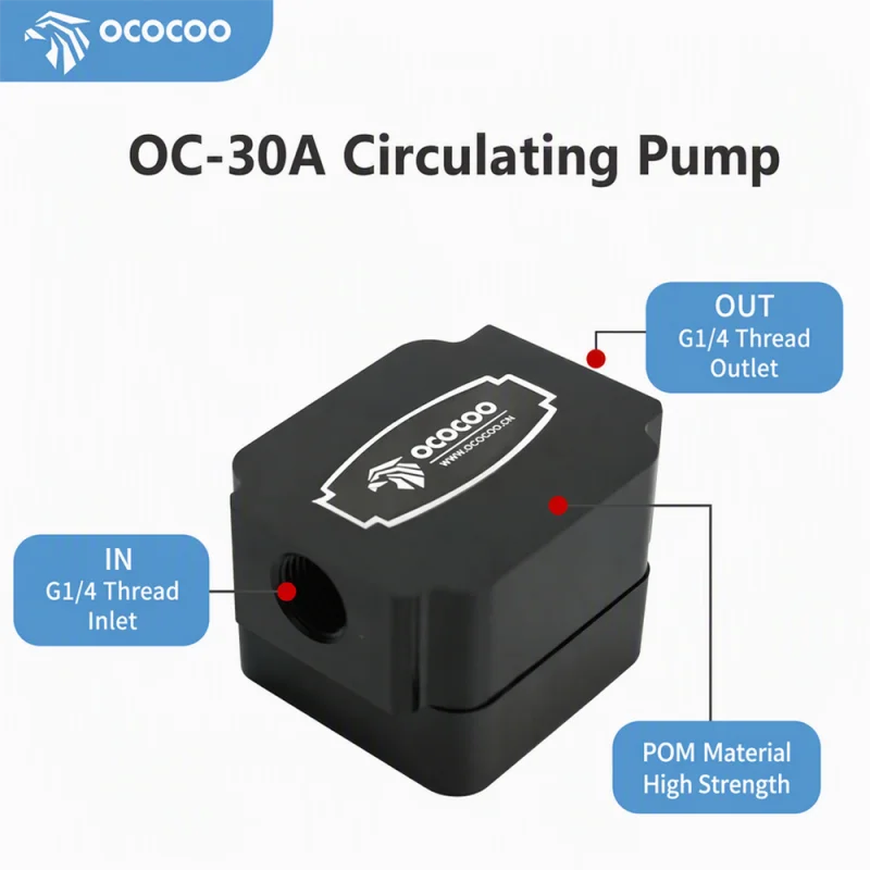 OCOCOO Gaming PC Custom Loop Water Cooling Pump Silent Three Phase Brushless Motor G1/4 Thread Ceramic Bearing Quiet Working