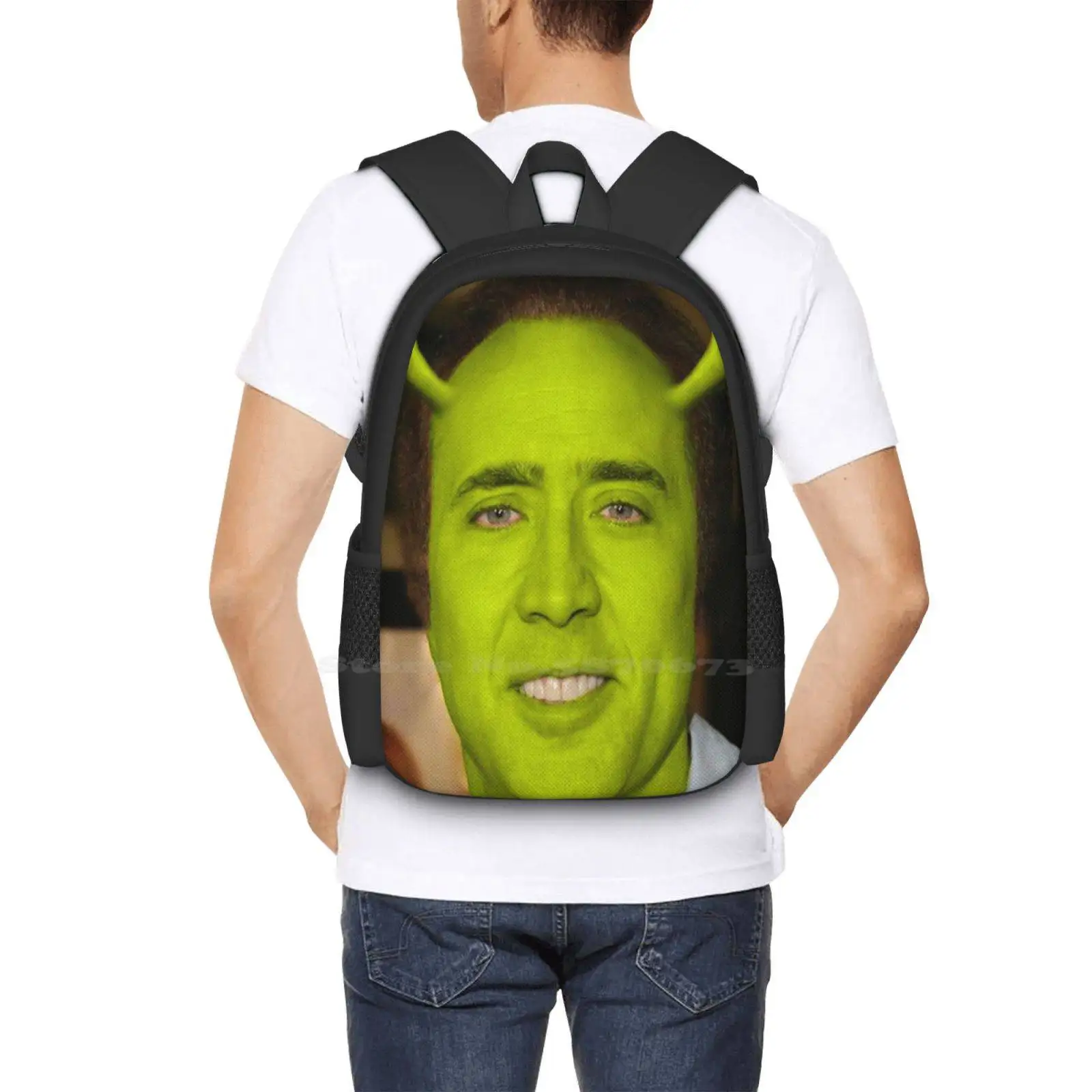 Nicolas Cage / Shrek School Bags For Teenage Girls Laptop Travel Bags Nicolas Cage Face On Things Shrek Funny Meme