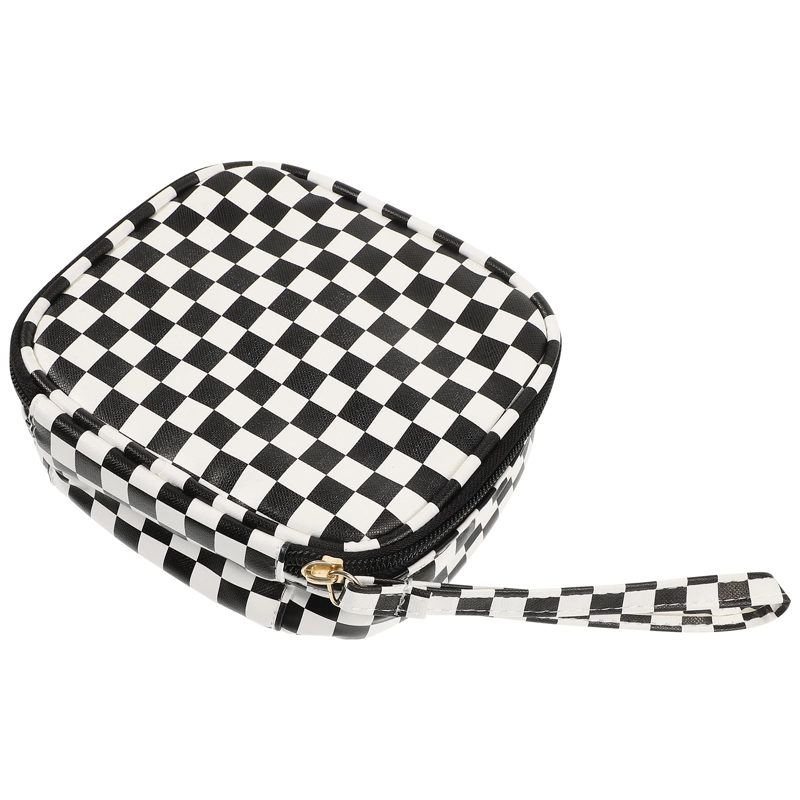 

Waterproof PU Period Bag Pouch Small Purse Black Grid Coin Lipstick Keys Period Bag Women Purse Zipper Storage