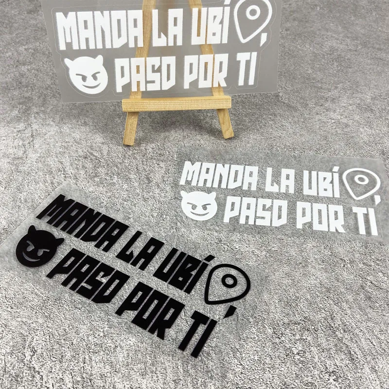 Autocollants de moto espagnols avec lettres amusantes, 2 pièces, imperméables, pour réservoir de carburant, carénage avant, Scooter électrique, autocollants en vinyle