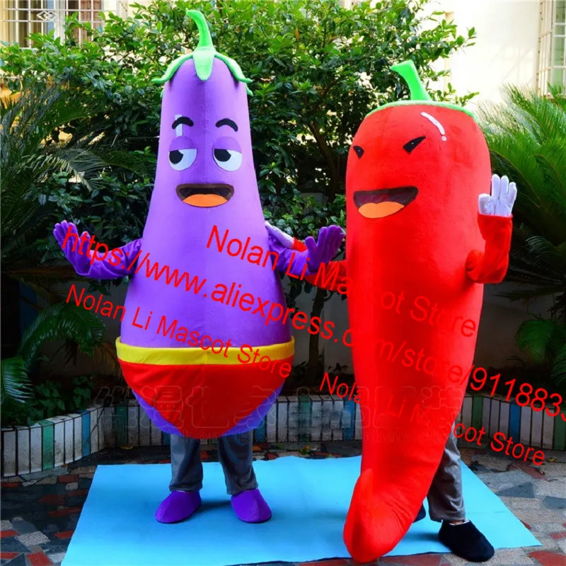 High Quality EVA Material Pepper Eggplant Mascot Costume Vegetable Cartoon Suit Cosplay Birthday Party Halloween Ad 579