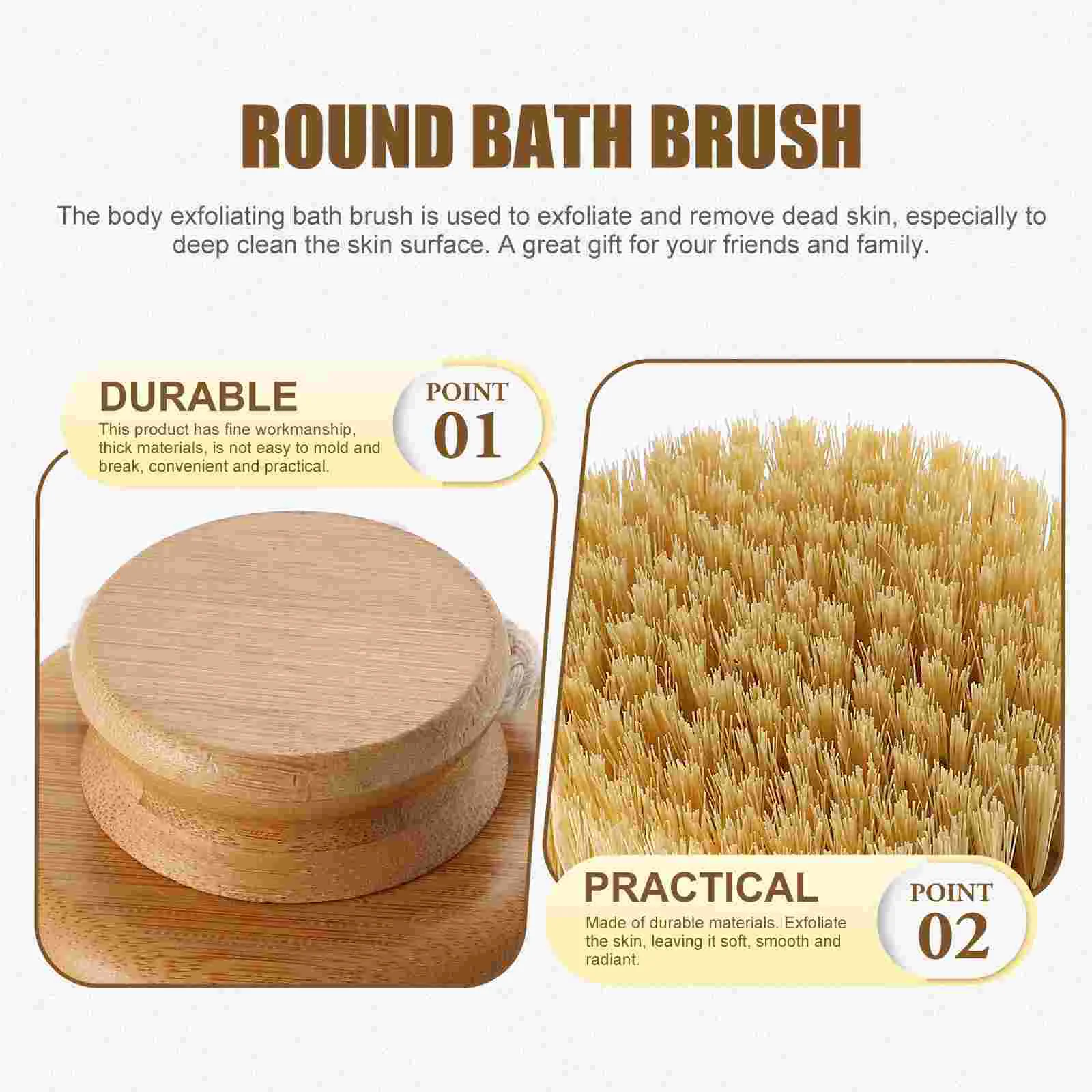 Bath Brush Daily Shower Back Scrubber Round Household Body Sisal Supply Shampoo Universal